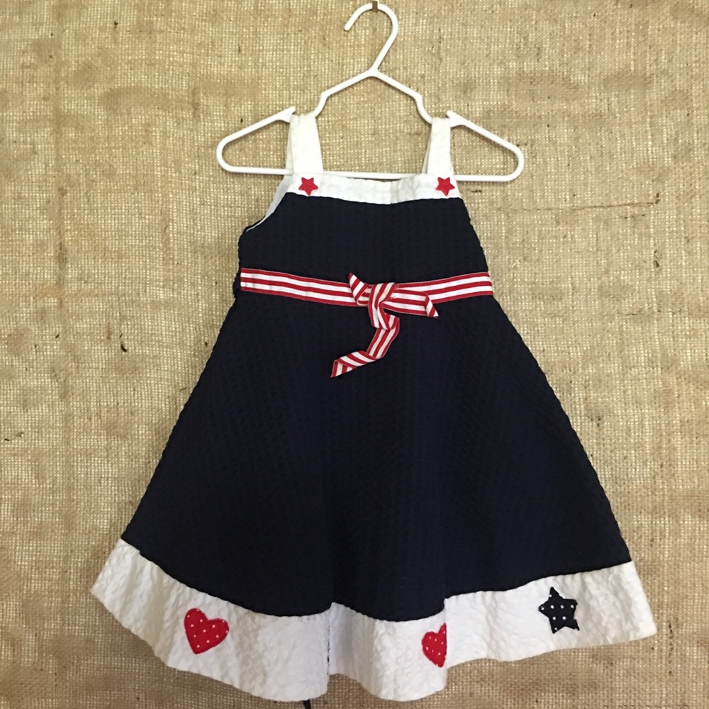 Red blue and white little girl dress 👧🏻